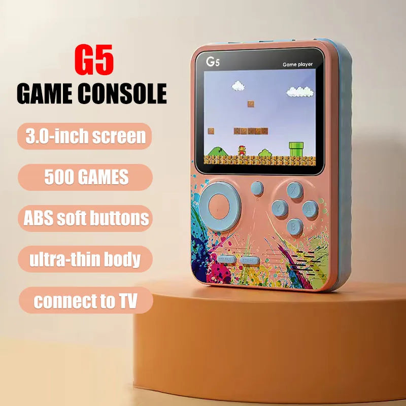 G5 Classic Retro Handheld Console - 3.0Inch IPS Display, 500+ Games, Rechargeable 1020mAh Battery, Lightweight & Portable